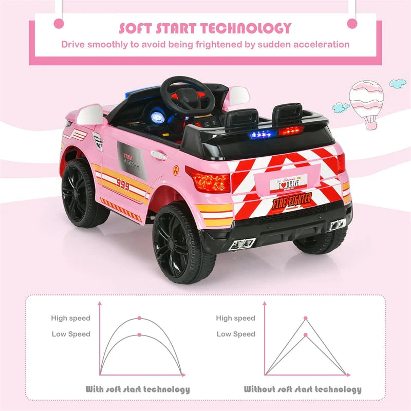 Kids Ride-On Police Car 12V Battery-Powered Electric Toy With 2.4G Remote Control