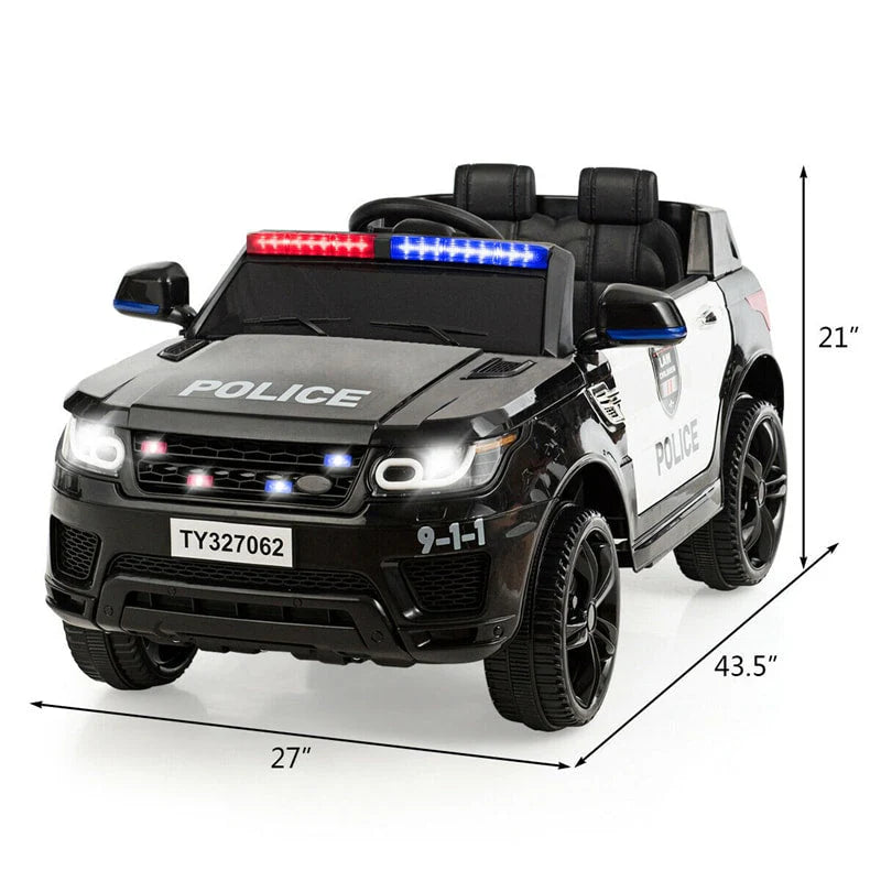 Kids Ride-On Police Car 12V Battery-Powered Electric Toy With 2.4G Remote Control