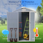 Seizeen Outdoor Resin Storage Shed, 41 Cu. Ft. / 306 Gal, Gray, 3 Doors With Floor