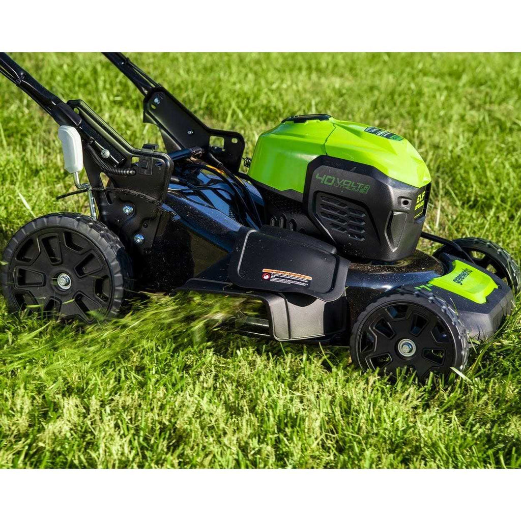 Greenworks 21-Inch 40V Cordless Brushless Self-Propelled Lawn Mower With 5.0Ah Battery And Charger - LMF403