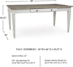 Signature Design by Ashley Rectangular Dining Table With Storage, White & Light Brown, 36in W x 66in D x 30.25in H - Skempton