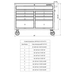 Husky Mobile Workbench With 9 Drawers, Hardwood Top And Power Connection, 117 cm W x 62 cm D - High-Gloss Black