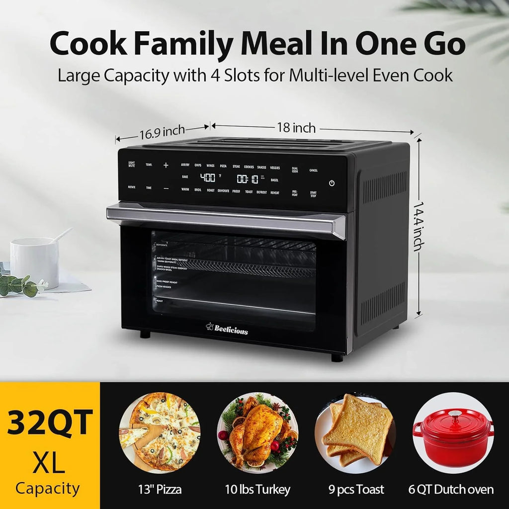 Beelicious Air Fryer Oven Combo, 32QT, Black, 19-in-1 - BAF-802