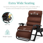 Best Choice Products Oversized Zero Gravity Folding Recliner With Removable Cushion And Side Tray - Fossil Gray