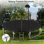 Trampoline With Enclosure Net And Adjustable Basketball Hoop - 8ft, 10ft, 12ft, 14ft, 15ft, 16ft