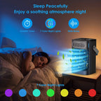 VICELEC Portable Evaporative Air Cooler, 900ml, 3 Speeds, 3 Mist Modes, 7-Color Night Light