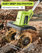 Saker 22V Cordless Electric Garden Tiller Cultivator, 9-Inch Width, 6.3-Inch Depth, 2 Batteries - SK-TC18B