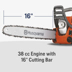Husqvarna Gas Powered Chainsaw, 38-cc 2.1-HP 2-Cycle X-Torq Engine, 16 Inch - 135 Mark II