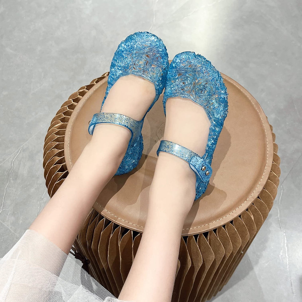 Ecetana Girls Jelly Sandals Princess Costumes Flats Shoes Cosplay Birthday Party Dress Up Shoes for Kids Toddler