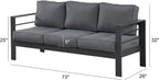 Superjoe Outdoor Patio Sofa 3 Seats Gray Aluminum With Dark Grey Cushions