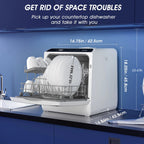 AIRMSEN Portable Countertop Dishwasher With 5L Built-In Water Tank And 5 Washing Programs - AE-TDQR03