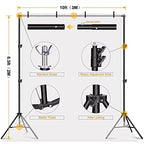 Lidlife Adjustable Photography Backdrop Stand Kit, 6.5 x 10ft - With 4 Spring Clamps, Sand Bag And Carry Bag