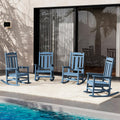 SERWALL Outdoor HDPE Oversized Rocking Chair Set Of 4, Blue, 35in D x 26.9in W x 41.3in H