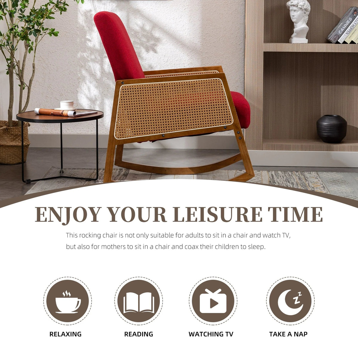 Upholstered Tall Back Gliding Rocking Armchair