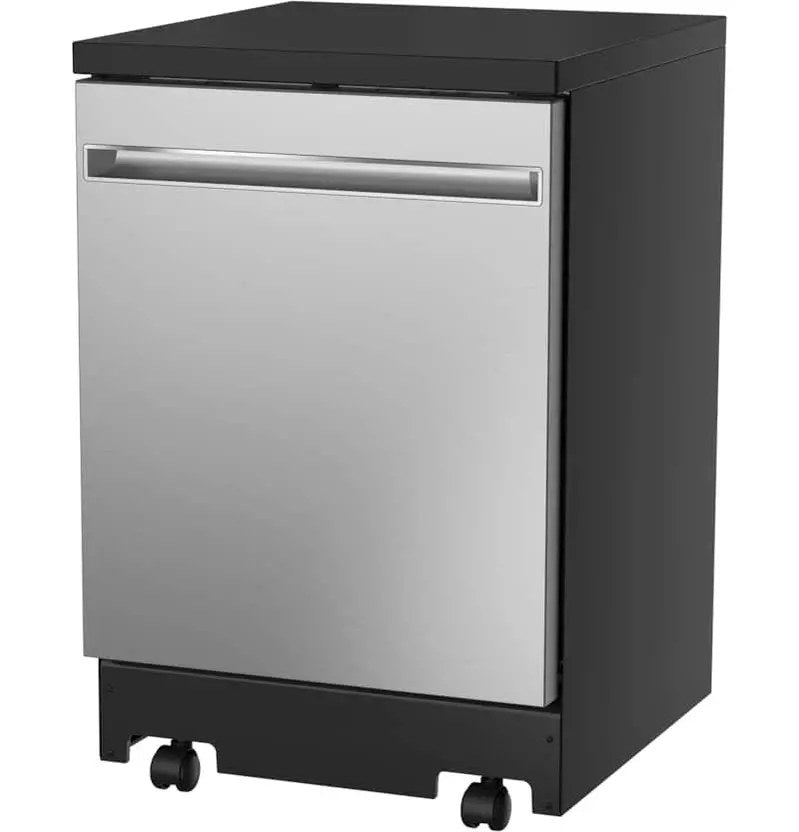 GE Portable Dishwasher, 24-Inch, Stainless Steel, Sanitize Cycle