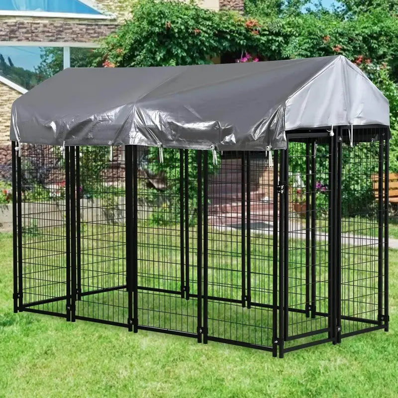 NiamVelo Large Dog Kennel 8'x4'x6' With Water-Resistant Cover, Black