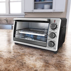 BLACK+DECKER 6-Slice Toaster Oven, Black - TO1950SBD