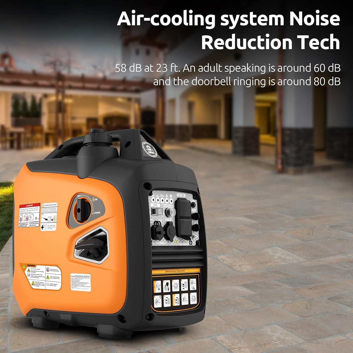 Portable Inverter Generator 2500W Gas Powered - Orange
