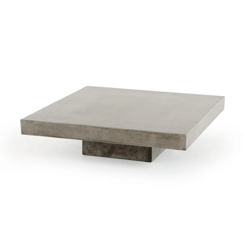 Modrest Morley Square Modern Concrete Stone Coffee Table, Dark Gray, 12in H x 43in W x 43in D