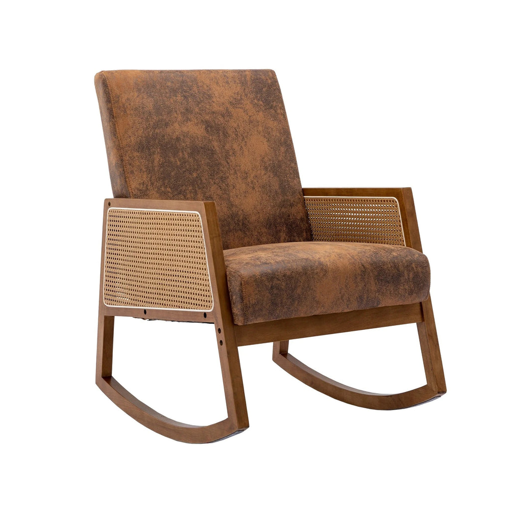Upholstered Tall Back Gliding Rocking Armchair