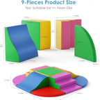 Soft Play Climbing Blocks for Toddlers, 9 Pieces, Colorful