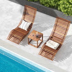 Acacia Wood Outdoor Patio Rocking Chair With Widened Slatted Seat And High Back