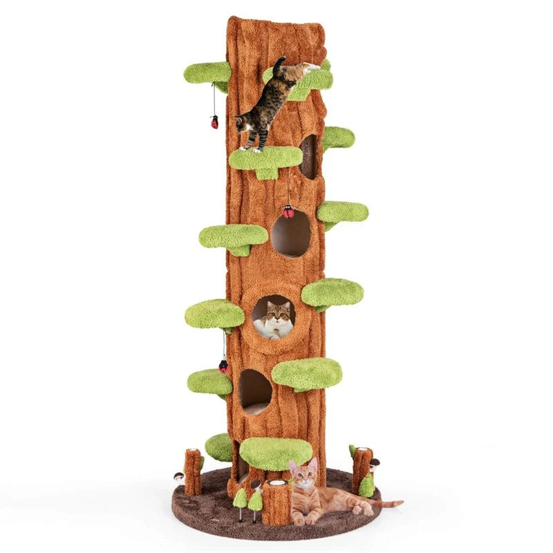 Luxury Simulation Cat Tree Tower With 5 Condos, 90.5 in Tall
