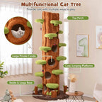 Luxury Simulation Cat Tree Tower With 5 Condos, 90.5 in Tall