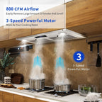 30 Inch Built-In Range Hood 800 CFM 3-Speed Touch Control