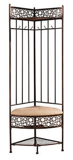 Kings Brand Furniture Metal Corner Entryway Storage Bench With Coat Rack - Brushed Copper