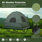 5-in-1 2-Person Portable Camping Tent Cot With Air Mattress, Sleeping Bags And Sunshade - Green & Blue
