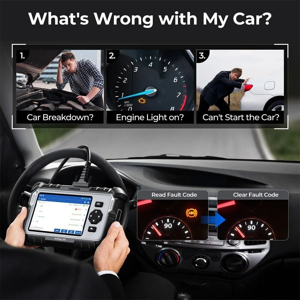 TOPDON Car Diagnostic Scanner With Engine, ABS, SRS, Transmission And CAN Tests - ArtiDiag500