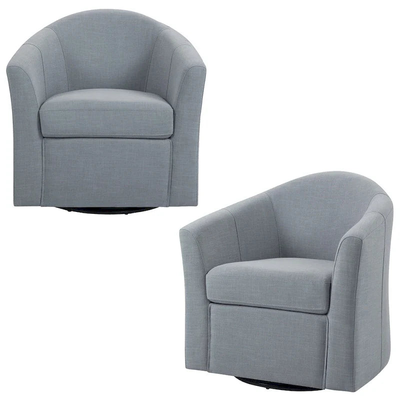 Upholstered Swivel Barrel Accent Chairs, Set Of 2 - 30.71W 27.56D 29.93H