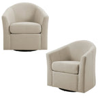 Upholstered Swivel Barrel Accent Chairs, Set Of 2 - 30.71W 27.56D 29.93H