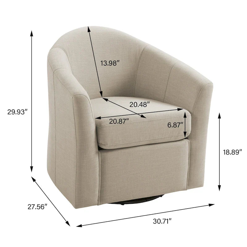 Upholstered Swivel Barrel Accent Chairs, Set Of 2 - 30.71W 27.56D 29.93H