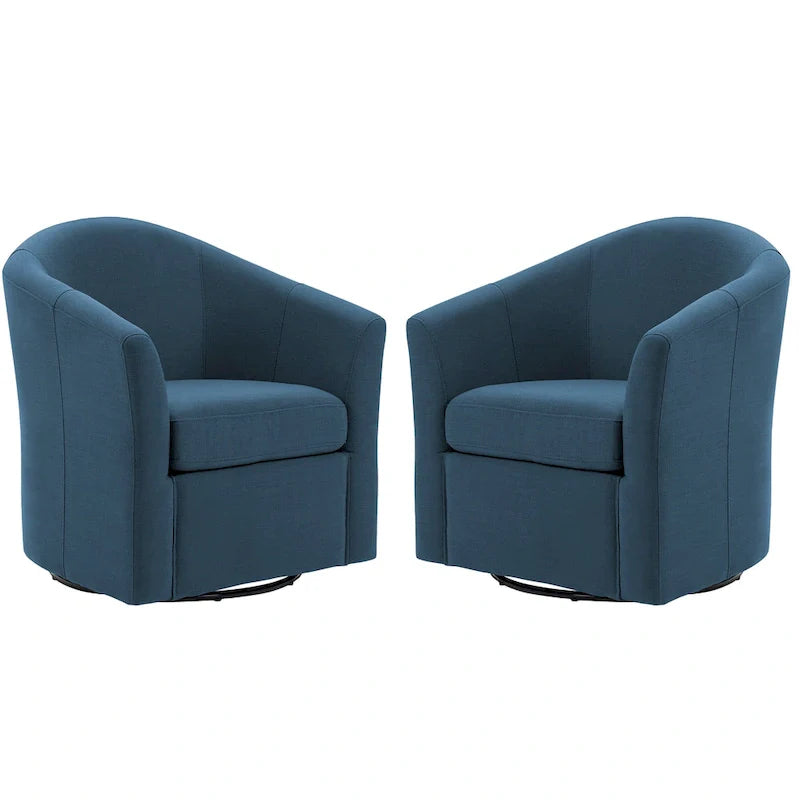 Upholstered Swivel Barrel Accent Chairs, Set Of 2 - 30.71W 27.56D 29.93H