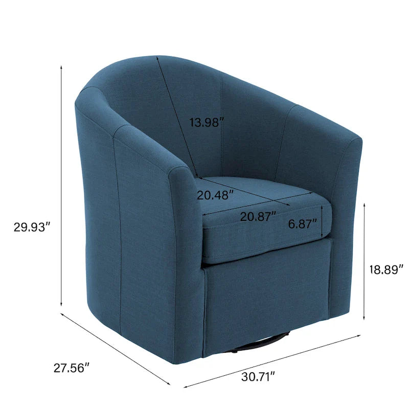Upholstered Swivel Barrel Accent Chairs, Set Of 2 - 30.71W 27.56D 29.93H