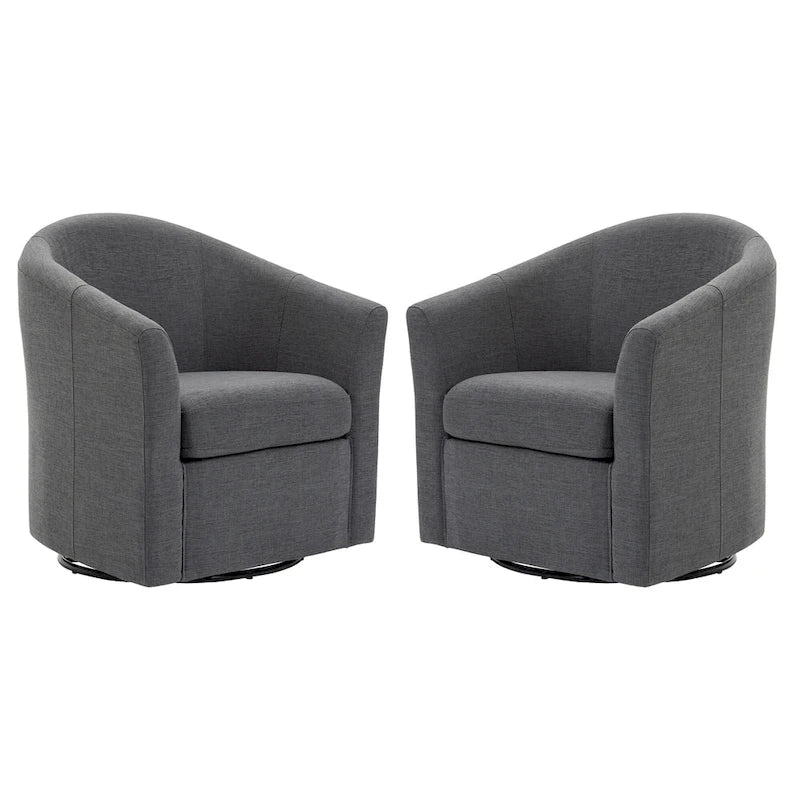 Upholstered Swivel Barrel Accent Chairs, Set Of 2 - 30.71W 27.56D 29.93H
