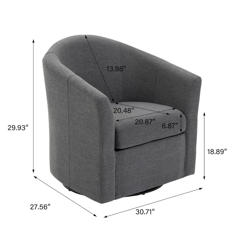 Upholstered Swivel Barrel Accent Chairs, Set Of 2 - 30.71W 27.56D 29.93H