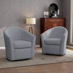 Upholstered Swivel Barrel Accent Chairs, Set Of 2 - 30.71W 27.56D 29.93H