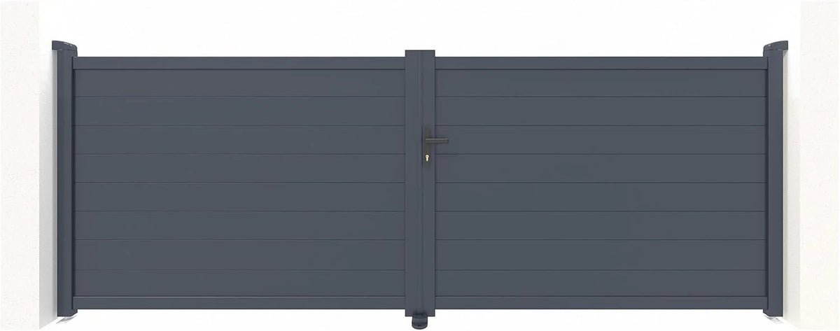 Casanoov Aluminum Swing Gate 392 cm x 161 cm Anthracite Gray RAL 7016 - KIT-000024
