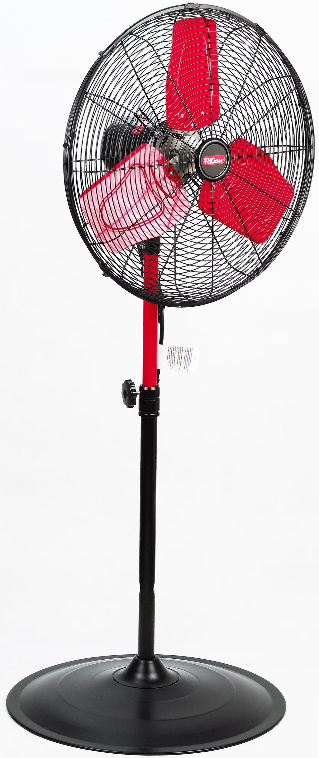 Hyper Tough 20 inch 3-Speed Oscillating Metal Pedestal Fan, Red & Black