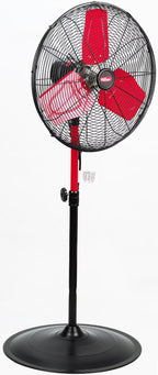 Hyper Tough 20 inch 3-Speed Oscillating Metal Pedestal Fan, Red & Black