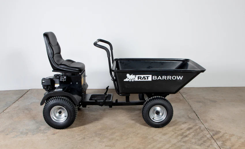Rat Barrow Ride-On Wheelbarrow, Black, 150 Ltrs, 200kg Capacity, 98cm Wide, 2.3m Long
