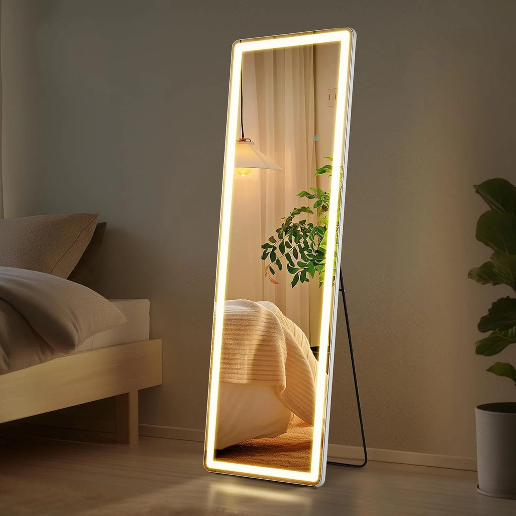 LED Full-Length Floor Mirror With Stand, 64 x 21 Inch
