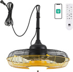 Orison Outdoor Plug-In Ceiling Fan With Light, Yellow, 21in D x 21in W x 10in H - B63992