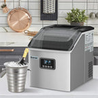 Stainless Steel Countertop Ice Maker, 48 lbs/24h, Silver, Self-Cleaning LCD Display