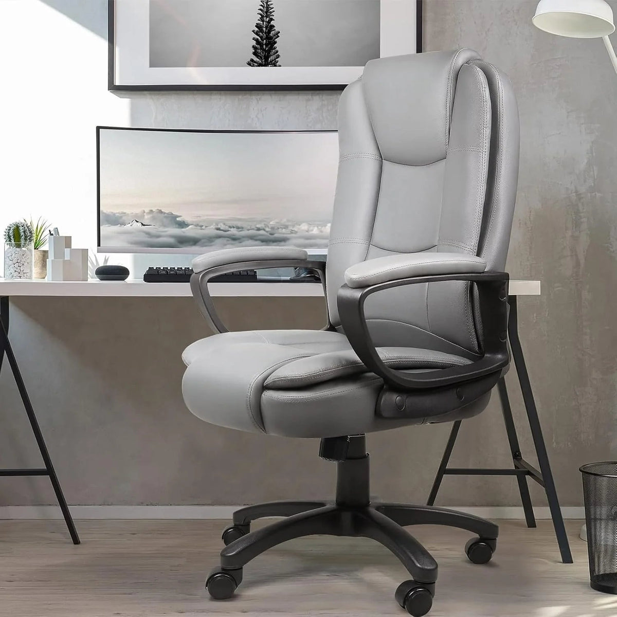 High-Back Ergonomic Leather Executive Office Chair, 400 lb Capacity