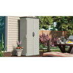 Suncast Resin Vertical Storage Shed, 22 Cubic Feet, Light Taupe, 2' 1.5in x 2' 8.5in x 6' - BMS1250
