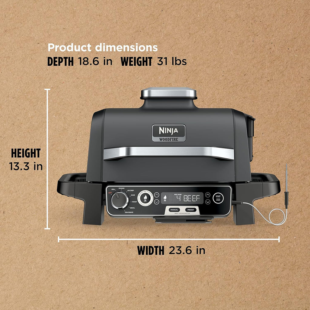 Ninja 7-in-1 Portable Electric Outdoor Grill And Smoker With Thermometer, Grey - OG751BRN